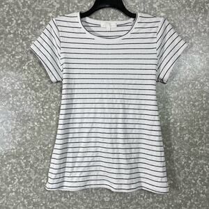 Adyson Parker White Striped Tie Back Textured Top - Size Small - Short Sleeves